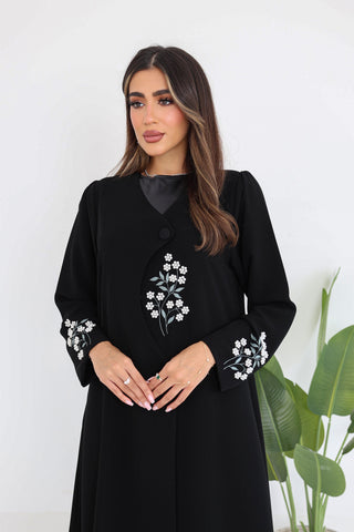 Overlapped Front Embroidered Abaya