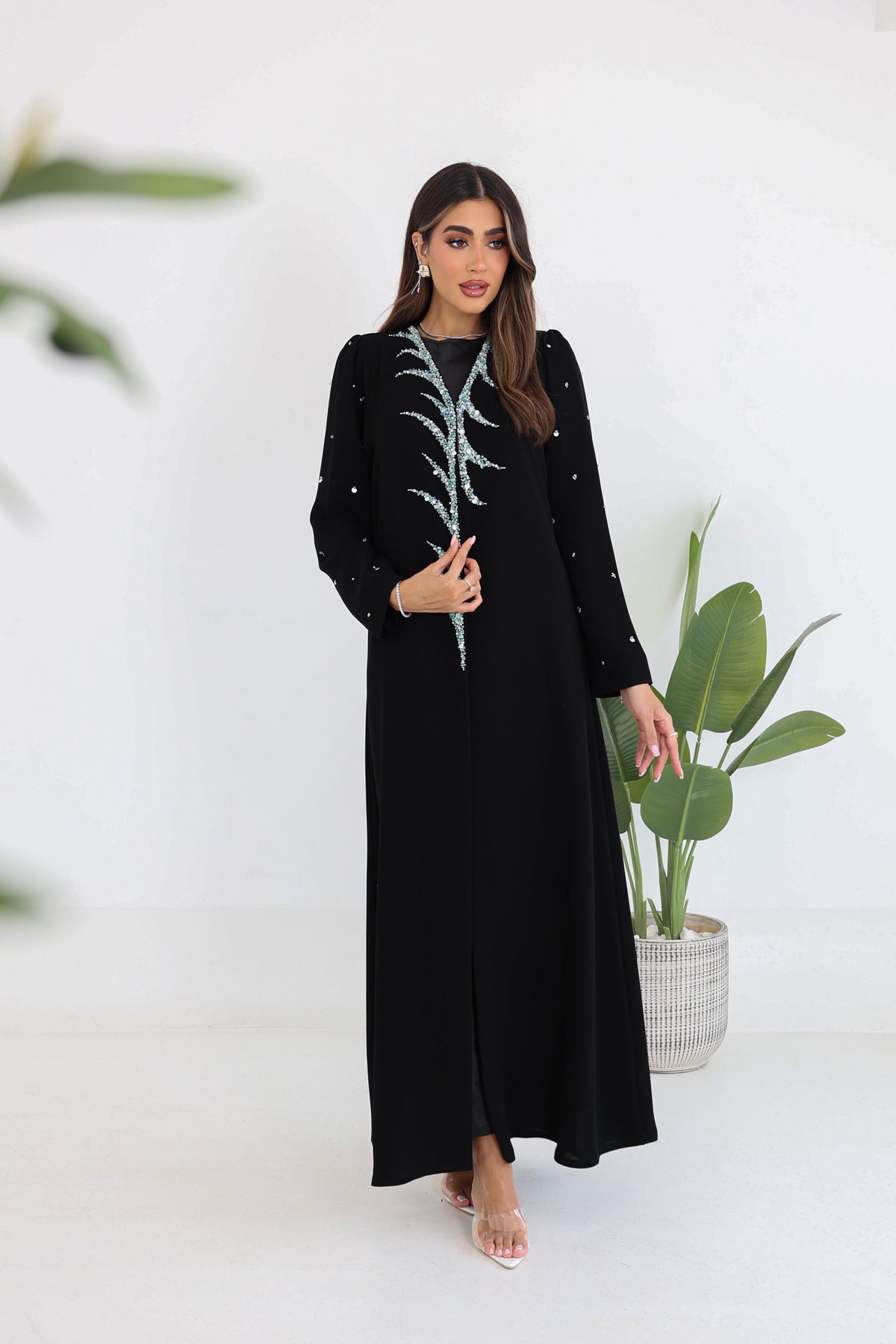 Beaded Embroidery Detail Abaya