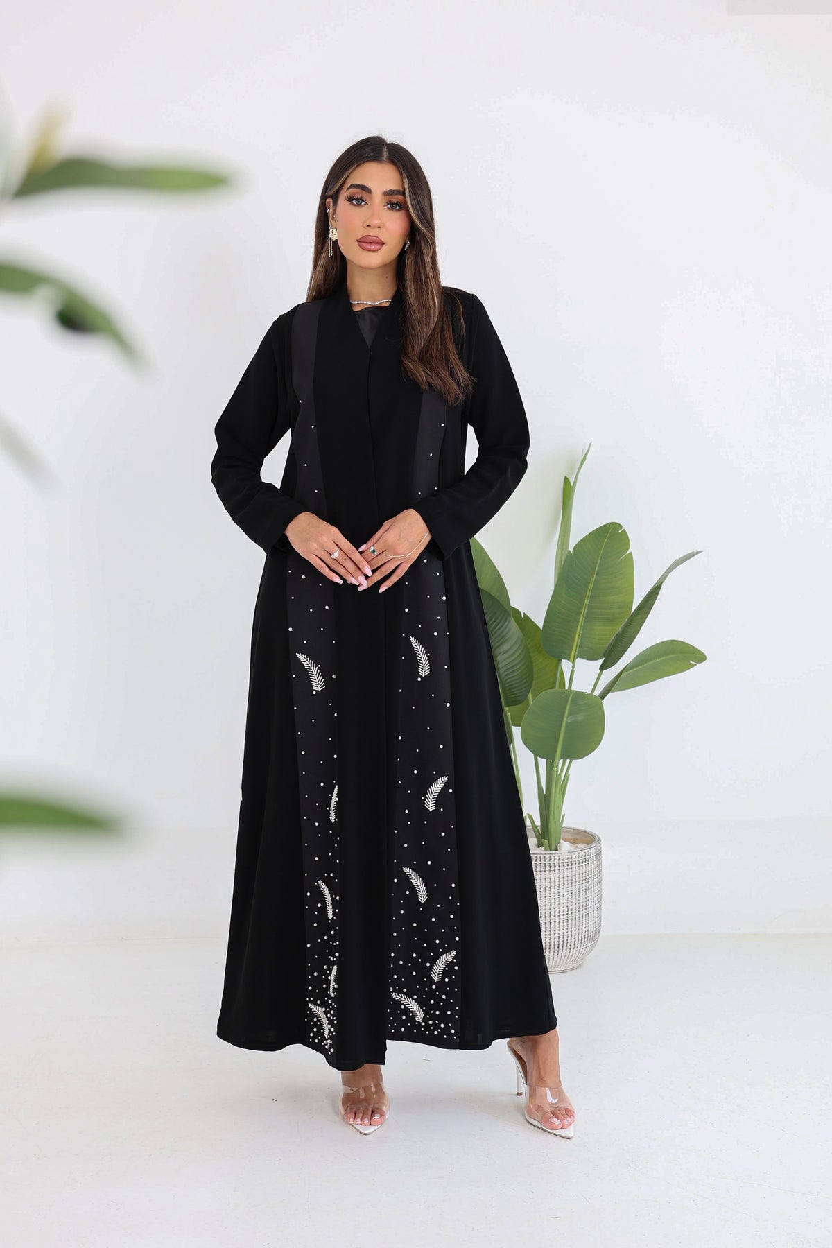 Side Panel Embroidered Abaya