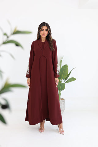 Jacket Cut Abaya with Embroidered Sleeves