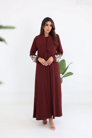 Jacket Cut Abaya with Embroidered Sleeves