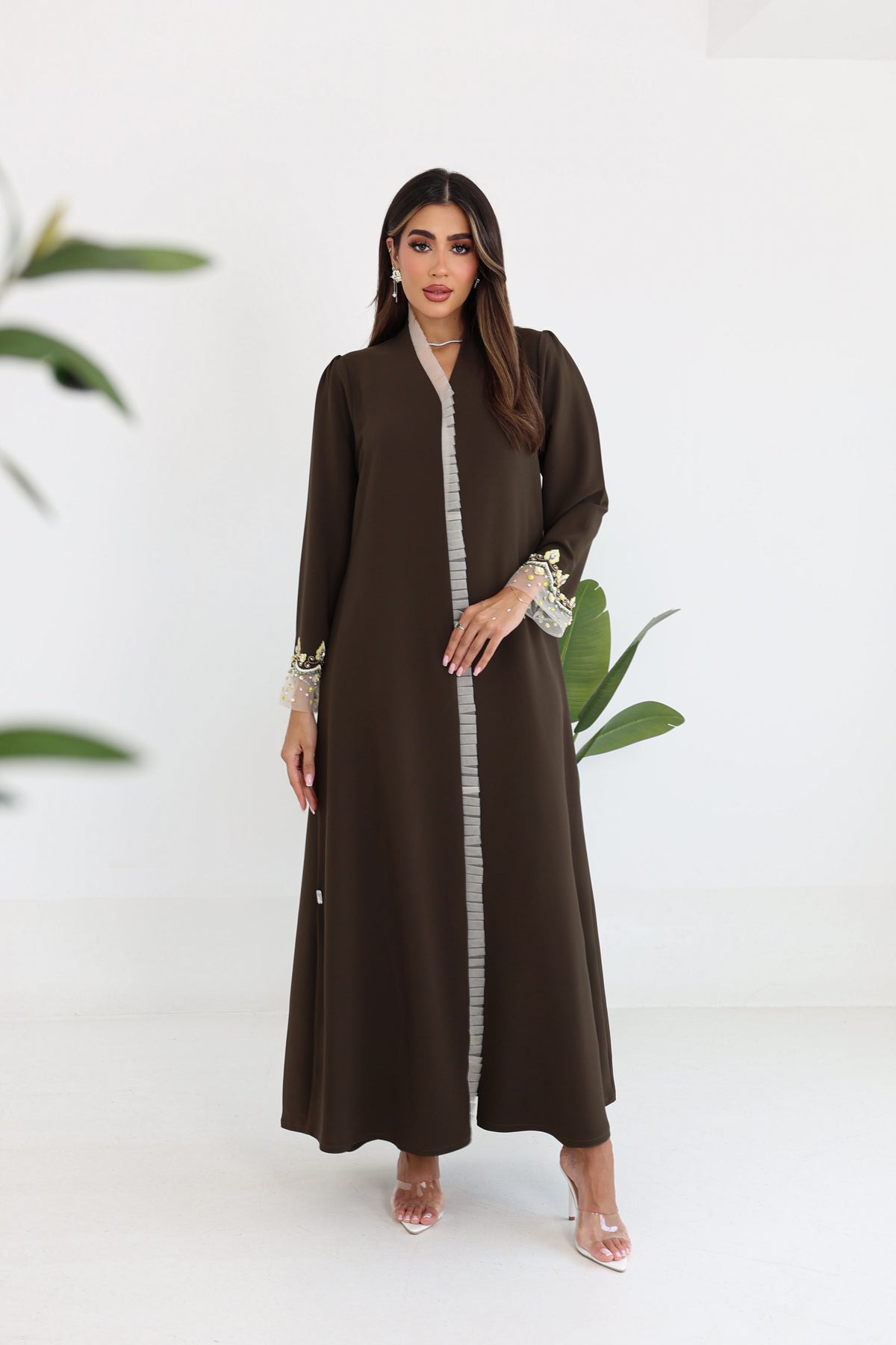 Elegant Abaya with Embroidered Sleeves