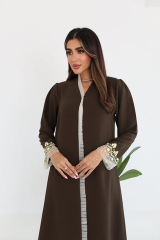 Elegant Abaya with Embroidered Sleeves